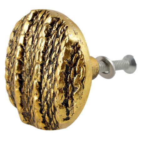 Round Jute Shape Antique Golden Aluminium Dresser Knob